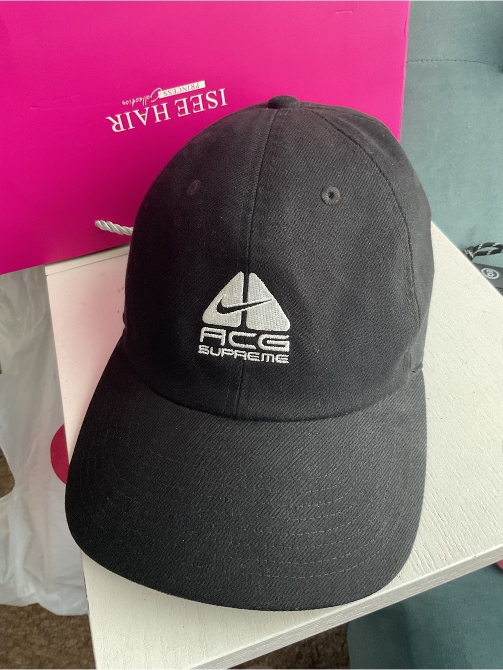 Supreme Black ACE Logo Baseball Cap